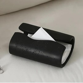 Tissue Box Cover Rectangle，Elegant Resin 7.9" x 5.3" Facial Tissue Holder Covers ，Home Decor Travertine Stone Look Paper Holder Dispenser for Living Room Hotel Office Restaurant Cafe (Black)