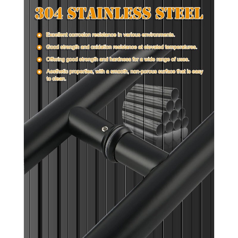 LVYIHAN Matte Black Round Barn Door Handles 12"/24"/36"/48"/59'', Pull Push
