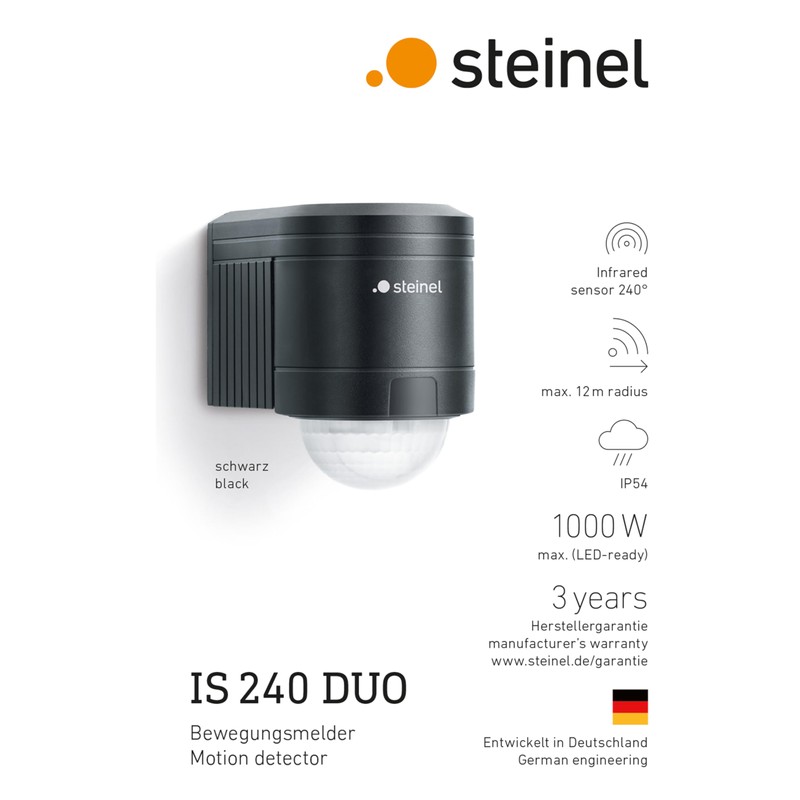 Steinel 602710 Motion IS 240, black, passive infrared, energy efficient,