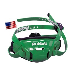 Riddell SpeedFlex Hard Cup Cam-Loc Chinstrap + Chrome US Flag Helmet Decal (Large, Kelly Green)