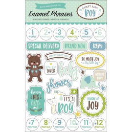 Echo Park Paper Co Enamel Phrases - Sweet Baby Boy, Clear Epoxy Stickers - New