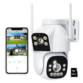CAYVIS 2K (2MP + 2MP) Outdoor WiFi Surveillance Camera, 2.4GHz/5GHz PTZ Dual-Lens Outdoor Surveillance Camera with AI People, Colour Night Vision, Car Tracking, 360° WiFi Camera Outdoor, IP66, with