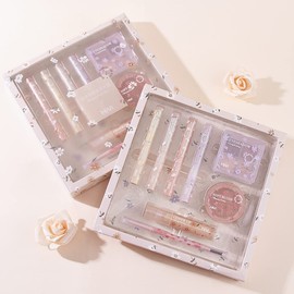 Hivi Makeup Set, Exquisite and Kawaii Cosmetic Set, 8 Pieces, Lipstick, Makeup Palette, Long Lasting, Beginners, Popular, Christmas Gift, New Year, Birthday, Celebration Gift