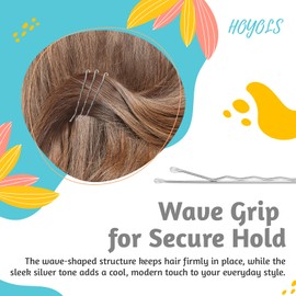 HOYOLS Silver Bobby Pins for Women, 150 Pcs in 3 Sizes (1.9", 2.4", 2.7") for Buns, Updos Styling, Non-Slip Crimped Hair Pins for Thick Fine Hair