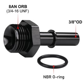 Podavelle 8AN -8 ORB Male to 3/8" SAE Quick Connect Disconnect Male Push On EFI Fuel Fitting Adapter Straight Aluminum Black