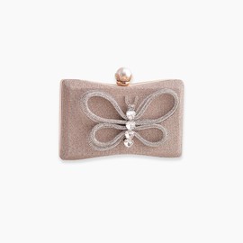 CORIOS Butterfly Evening Bag for Women Shiny Rhinestone Clutch Bag Diamond Clutch Bag Glitter Sequins Small Bag Chain Shoulder Bag Elegant Wedding Prom Shoulder Bag, champagne