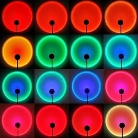 QUIGO Sunset Lamp Sunset Lamp LED Night Light Bedroom Neon Projector LED Light Gaming Table Lamp RGB Ambience Decoration Girls Room Aesthetic Room Decor
