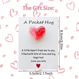 YOJO Pocket Hug Heart with Greeting Cards, Little Heart Pocket Hug Token, Long Distance Relationship Gifts, Thinking of You Gifts for Women Men Him Her (White Red)