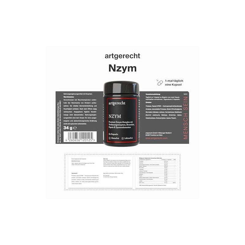 NZYM Digestive Enzymes Complex - 60 Capsules | 16 Enzymes