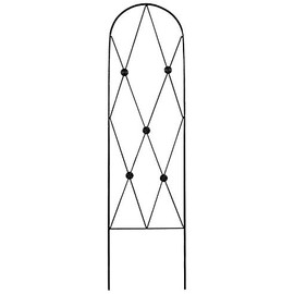 American GardenWorks Button Pot Trellises, Black, 46.5" H, Pack of 2 – Durable Steel Trellises for Climbing Plants, Indoor & Outdoor Use – Decorative Support for Potted Plants