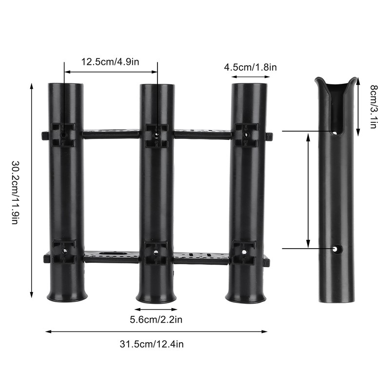 Outdoor Fishing Vertical 3‑Link Fishing Rod Rack Storage Holder Pole