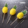 CYIOU 50 Pcs 3D Flamingo Pineapple Cocktail Stick Decorations Wooden