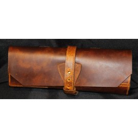 Aaron Leather Goods LEATHER Chef's Knife Roll TAN KR77 Leather New! SMALL!