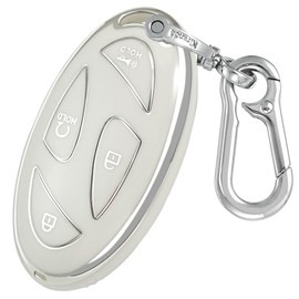 Kirsnda for Hyundai Key Fob Cover with keychian,TPU Protection Key Case Compatible with Ioniq 6 Grandeur GN7 KONA 2023 2024 Smart Remote Key (Silver White,5 Button)