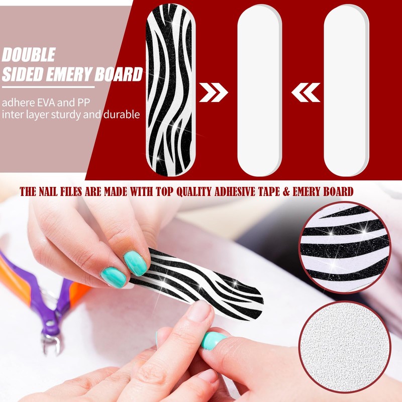100 Pack Nail Files Double Sided Emery Boards Manicure Tools