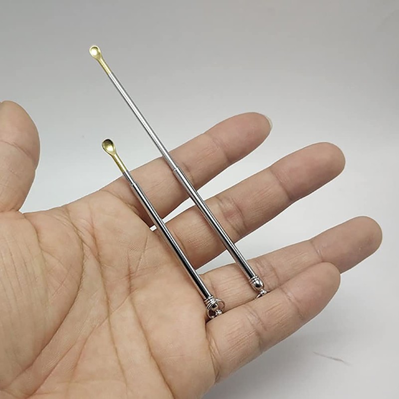 真鍮スプーンキット - ミニゴールドパウダースクープネックレスペンダント 小瓶の塩 スパイス 弾丸ロケットボトルの充填用 (格納式)