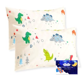 Baby Toddler Pillowcases Dinosaur Cot Bed Pillow Pair Case 40 x 60cm - 2 Pack 100% Cotton Pillow Cover Set - Kids Travel Pillow Cases for Boy & Girl Bedding, Soft Small Pillowcases Envelope Closure