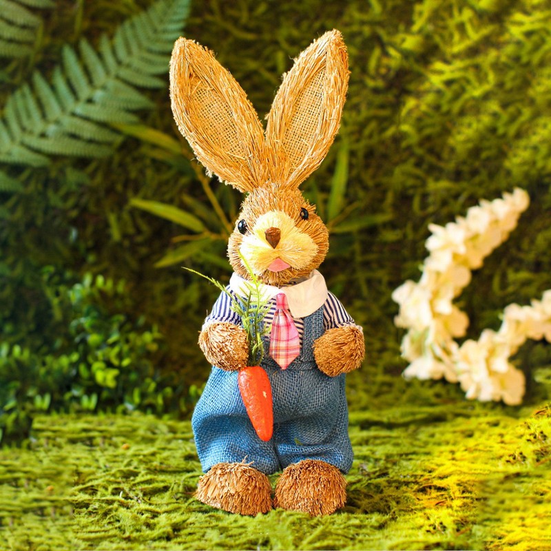 Children DIY Straw Bunny Set Parent Child Straw Rabbit Handmade