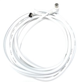 DRUT 4m TV RF Right Angle 90' Male Plug to Male Plug Coaxial TV Freeview Cable Lead 75 Ohm 13ft White
