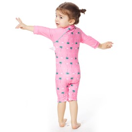 Mazuliso Baby Girls' Swimming Costume One Piece Short Sleeve UPF 50+ with One Zip, pkcocount