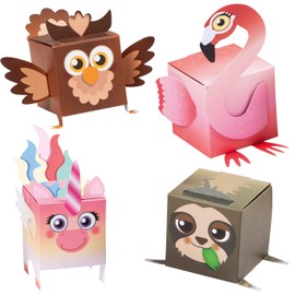 folia 21902 Funny Animal Boxes to Make Yourself, Set II, 8 Boxes, in Various Designs, Pre-Cut, Ideal for Children