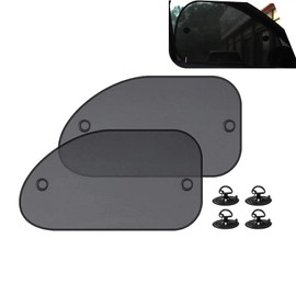 Polcatay 2 PCS Side Window Sun Shade, Keep Car Cool Heat Insulation Blackout Curtains, Foldable Storage Adsorption Mounted Sun-Proof Covers, Universal Summer Accessories for Cars (Black)