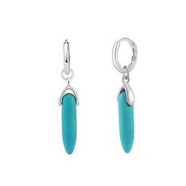 Turquoise Dangle Earrings for Women, 925 Sterling Silver Long Drop Boho Jewelry, Hypoallergenic Lightweight Everyday Earrings, Gift for Birthday Anniversary Valentine's Day (Silver)