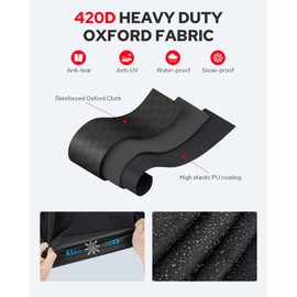 Benlari Snowmobile Cover Waterproof Outdoor, Heavy Duty 420D Oxford Fabric Storage Cover with PU Coating Reflective Strip Windproof Buckle, 145" x 51" x 48" (Black, XLarge)