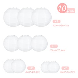 Encham Paper Lanterns White Lanterns Crossed Lantern Lampshade for Wedding Party Birthday Decoration Pack of 10
