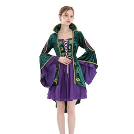 NSPSTT Sanderson Sisters Disfraces Vestido de bruja de talla grande Disfraces de Halloween Mujer 2025, Talla M