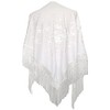AMINA White Flamingo Peak Shawl with Fringes - White Embroidery