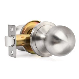Brotima 1 Pack Brushed Nickel Door Knobs Interior, Closet Door Knob, Nickel Passage Door Knobs Interior, Hall and Closet Door Knobs for Bedroom or Bathroom, Non-Locking Doorknob with Round Ball