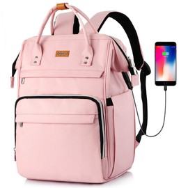 Women's School Backpack Girls Teenagers with RFID Pocket and USB Charging Port, Laptop Backpack School with 12-16 Inch Laptop Compartment for Women, Leisure, University, Work, Travel - S41-pink