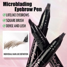 Eyebrow Pen Quick Drying, Microblading Eye Brow Pen Natural, Eyebrow Pencils for Women, Hair Like Strokes, Long-Lasting Waterproof Brow Pen, Outlining Filling Eyebrow Makeup(#05 BLACK)