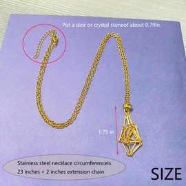 Kingdong DND D20 Dice Necklace - Interchangeable Stainless Steel Cage for d&d Dice, Dice Pendant DND Gift for Dungeon Master, D&D Player and RPG Gamer, Stainless Steel, No Gemstone