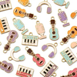 Ipotkitt 32Pcs 16 Styles Music Theme Mixed Shapes Musical Instruments Alloy Enamel Charm Pendants for DIY Bracelet Jewelry Making - 12.5~23x7~14.5mm