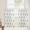 Lino Rosa Navy Blue Kitchen Curtains,Floral Patterned Coastal White Farmhouse