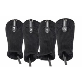 Black All Hybrid Headcover Set 2 3 4 5 Golf Club Covers Head Cover Mesh Complete