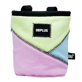 8BPLUS PROBAG - Chalk Bag for Climbing & Bouldering - Belt, Carabiner and Giftbox Included - Wide Opening - Brush Holders for Left & Right Handers (Pink Pastel)
