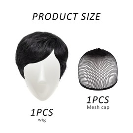 1 x Black Short Hair Band, 1 x Black Hair Net, Wavy Short Hair, Women's Short Hair, Fashionable Short Hair Headband with Full Fringe, Suitable for Cosplay, Party, Birthday