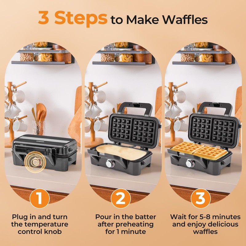 CHEFJOY 3 in 1 Sandwich Maker, 1082W Waffle Maker with