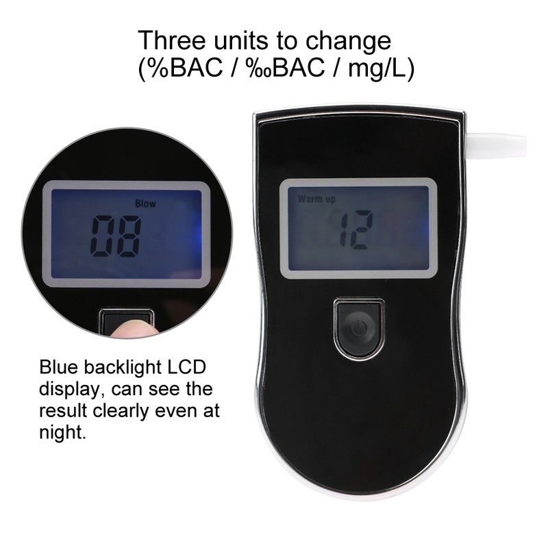 Professional Digital Breath Alcohol Tester High Precision Portable Black