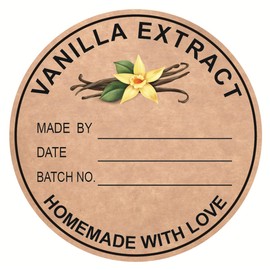 Vanilla Extract Sticker,2 inch 300pcs Round Vanilla Extract Sticker for Handmade Bottles Kitchen