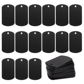Byttlerom 50 Pcs Metal Stamping Blanks Black for Stamping, Engraving Blanks Aluminum Stamping Blanks Keychain Blank Dog Tag Easy Install Easy to Use