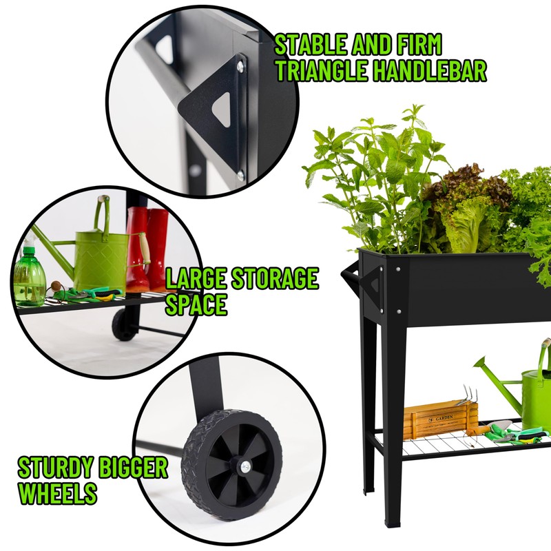LEETOLLA Elevate 32" Tall Raised Garden Bed Outdoor with Wheels