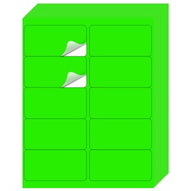 STARLIBOO Shipping Labels Stickers, 2"×4" Printable Fluorescent Mailing Labels for Laser/Inkjet Printing- Matte, Permanent Adhesive Sticker (Fluorescent Green)