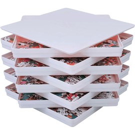8 Sorting Trays with Lid 8x8 Premium Puzzle Trays for Lovers Up to 1000-1500 Pieces, Convenient Tool (White)