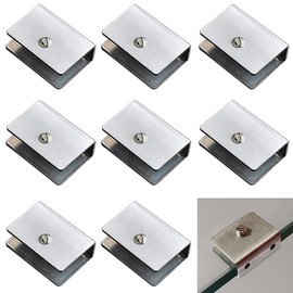 WANLIAN 8 Pcs Brushed Clamp Wall Mounted Glass Shelf Brackets - Floating Shelf Brackets Fits 1/2 inch Glass Shelves (Rectangle Large)