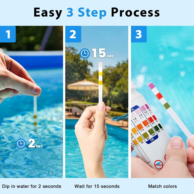 Ainkter Pool Test Strips - 3-in-1 Pool Water Testing Kit