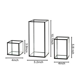 PHOSPHOR Glass Hurricane Candle Holder Set of 3 PCS Black Hurricane Candleholders for Wedding Party Holiday Birthday Home Decor Lanter